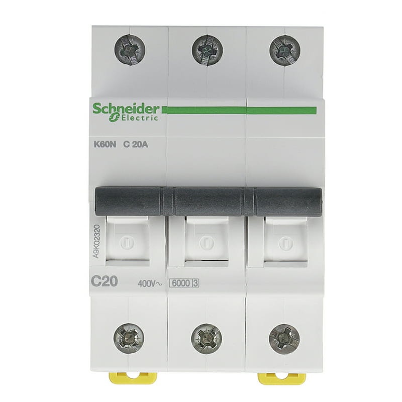 Interruttore Schneider K60N 3P 20A Curva B 6kA - Magnetotermico 3 Poli Per Quadri Elettrici