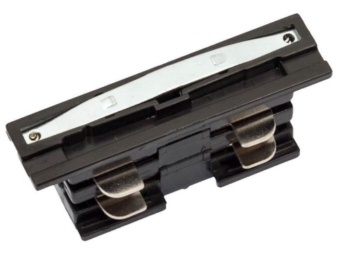 Łącznik prosty czarny do szynoprzewodów.