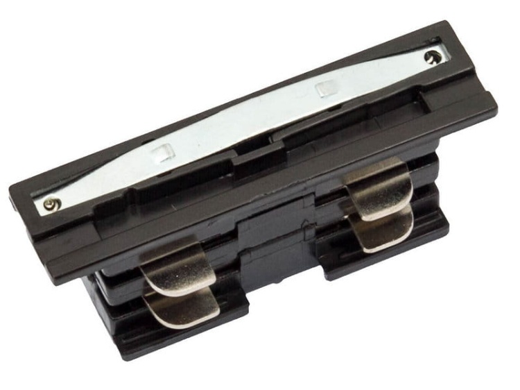 Łącznik prosty czarny do szynoprzewodów.