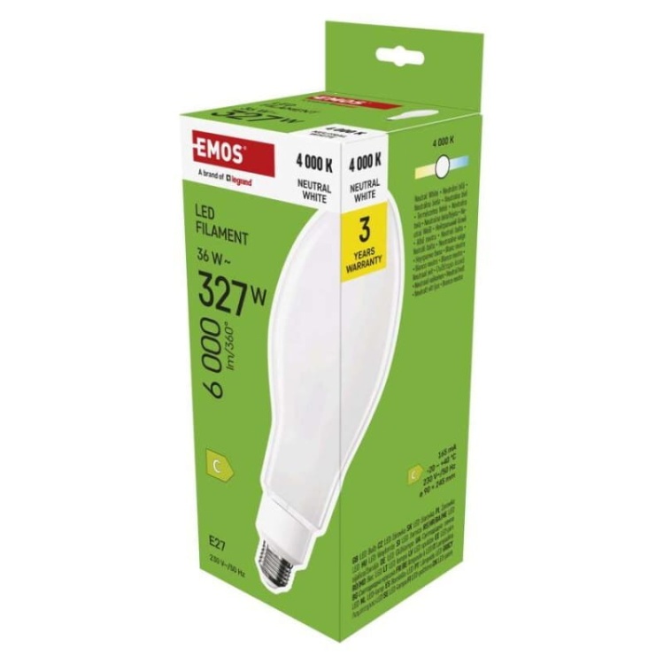 Żarówka E27 LED ED90 36W=327W biała neutralna 4000K 6000lm EMOS opakowanie