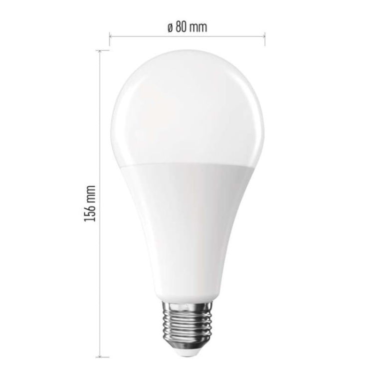 Żarówka LED E27 Classic A80 20W=150W biała neutralna 4000K 2452lm EMOS wymiary