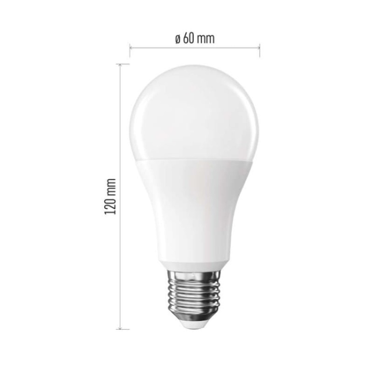Żarówka LED E27 Classic A60 13W=100W biała ciepła 2700K 1521lm EMOS wymiary