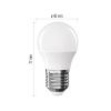 Żarówka LED E27 classic mini globe 4,2W (40 W) 470 lm biała ciepła 2700K EMOS wymiary