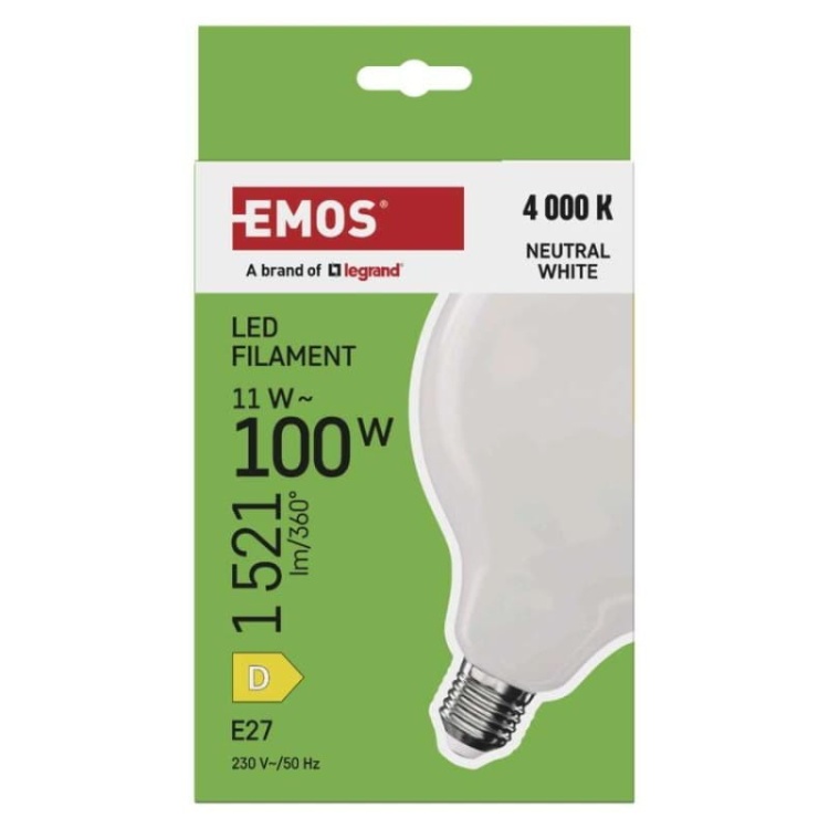Żarówka E27 LED G125 11W=100W biała neutralna 4000K 1521lm EMOS opakowanie