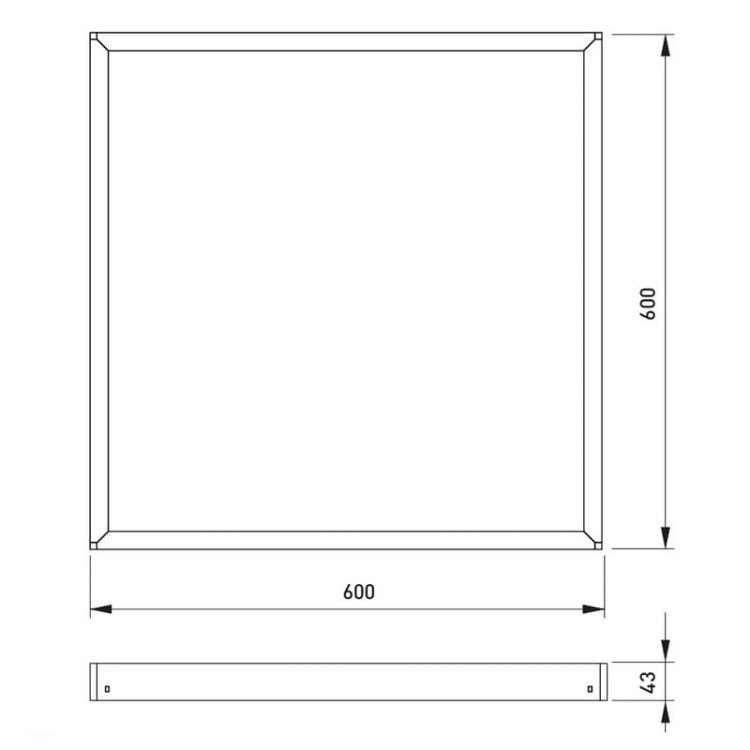 Ramka do montażu natynkowego paneli LED 60x60 typu backplate na klik biała G-TECH wymiary