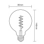 Żarówka LED G95 E27 4W 265lm b.ciepła 2200K 360° ściemnialna filament GTV wymiary