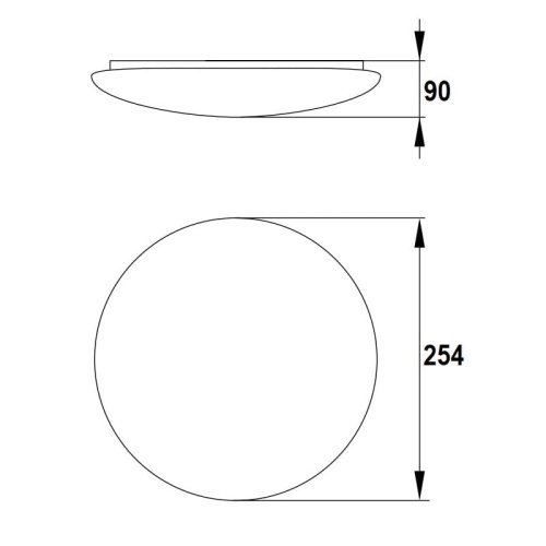 Plafoniera LED PLATO 12W 4000K 1130lm ∅254mm z czujnikiem mikrofalowym IP44 BEMKO wymiary