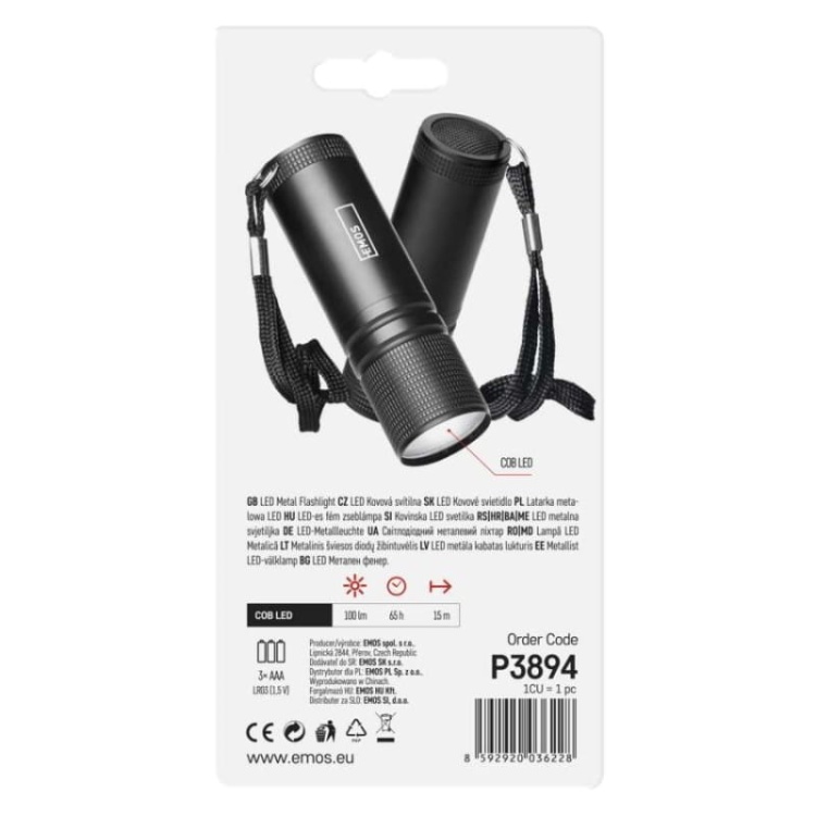Latarka P3894 3W 100lm LED COB 3x AAA EMOS opakowanie