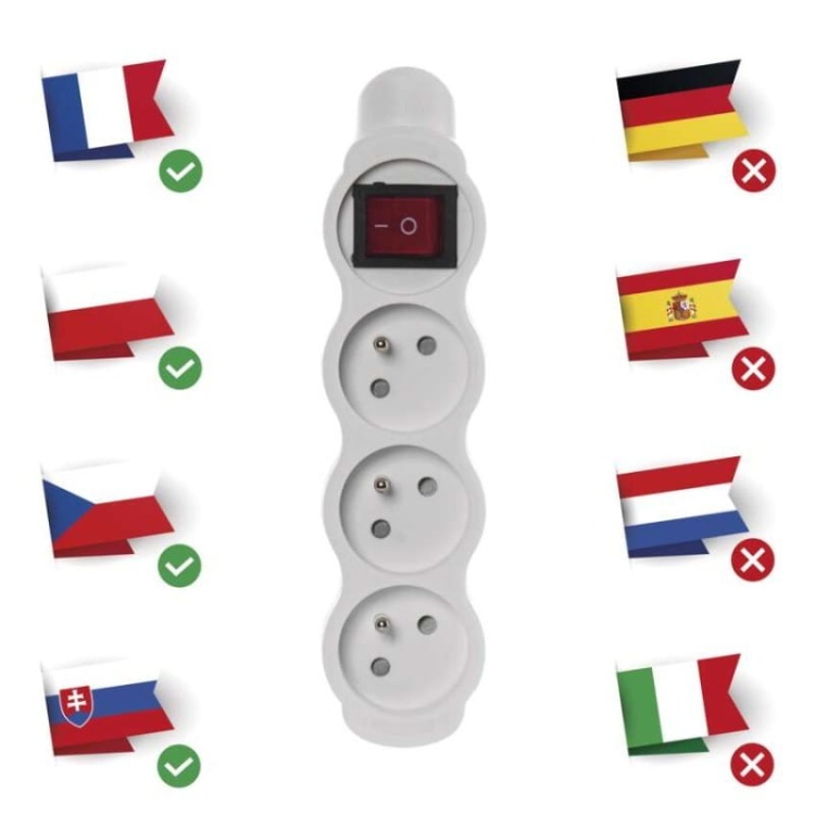 Gniazdo przenośne z wyłącznikiem 3× 2P+PE Emos P1300N uniwersalność