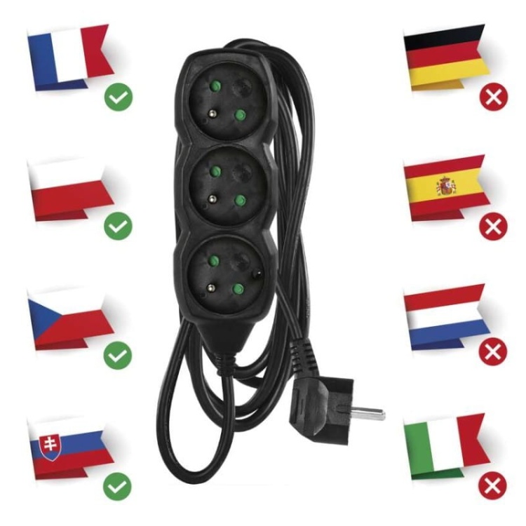 Przedłużacz PC0313R 3G 3m czarny EMOS uniwersalność