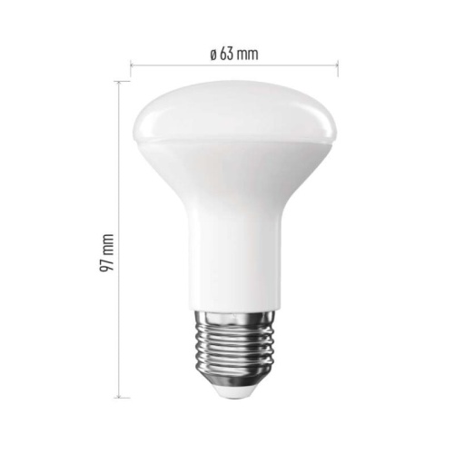 Żarówka LED E27 Classic R63 7W=60W biała ciepła 2700K 806lm EMOS wymiary