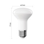 Żarówka LED E27 Classic R63 7W=60W biała ciepła 2700K 806lm EMOS wymiary