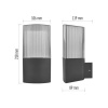 Oprawa elewacyjna ogrodowa LANA 22cm E27 max. 25W antracyt IP54 Emos wymiary