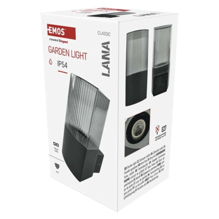 Oprawa elewacyjna ogrodowa LANA 22cm E27 max. 25W antracyt IP54 Emos opakowanie