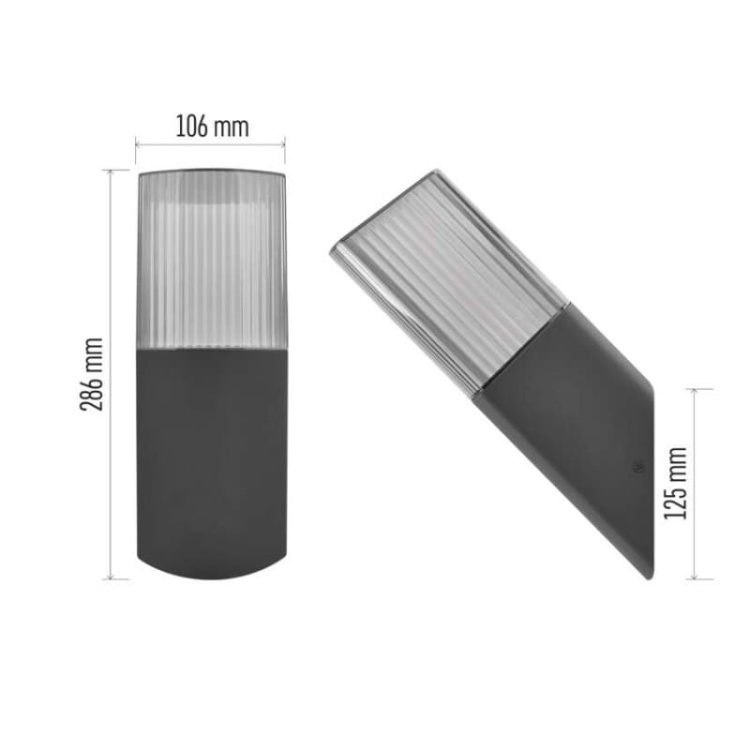 Oprawa elewacyjna ogrodowa LANA 28.5cm E27 max. 25W antracyt IP54 Emos wymiary