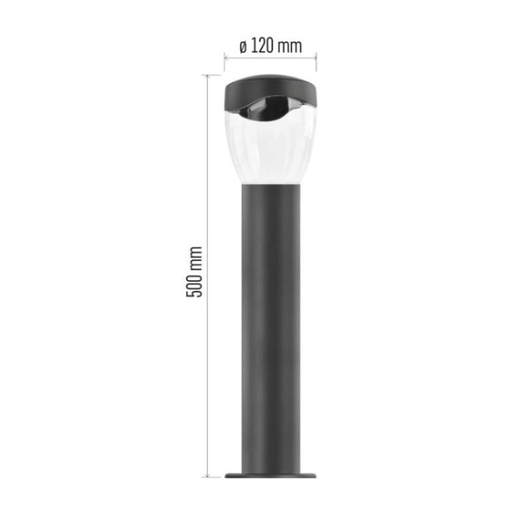 Słupek ogrodowy ARTEO 50cm E27 max. 15W antracyt IP44 Emos wymiary