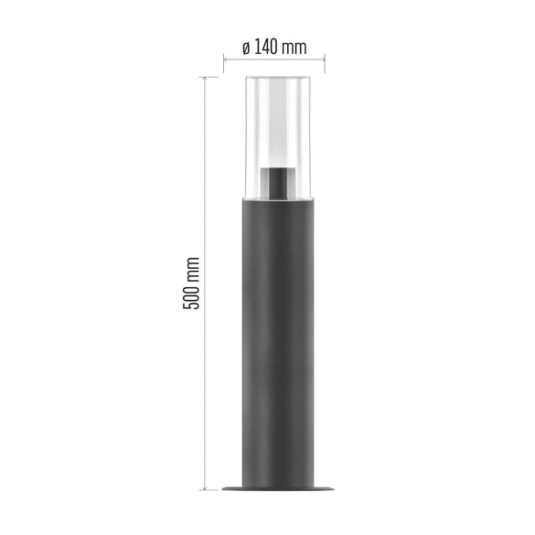Słupek ogrodowy LED ZALA 50cm E27 max. 15W antracyt IP44 Emos wymiary