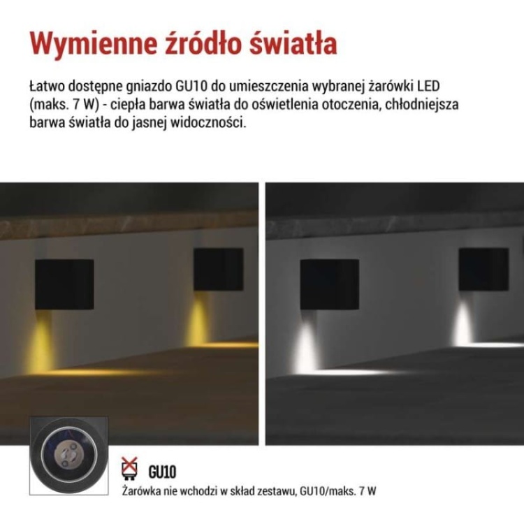 Oprawa naścienna jednokierunkowa OCULUS GU10 35W IP44 czarna Emos informacje