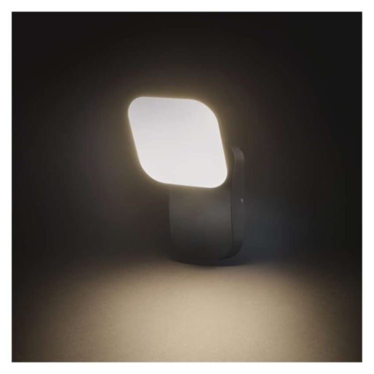 Oprawa elewacyjna LED NIKA 12.5W 3000K 900lm antracyt IP44 Emos zaświecona