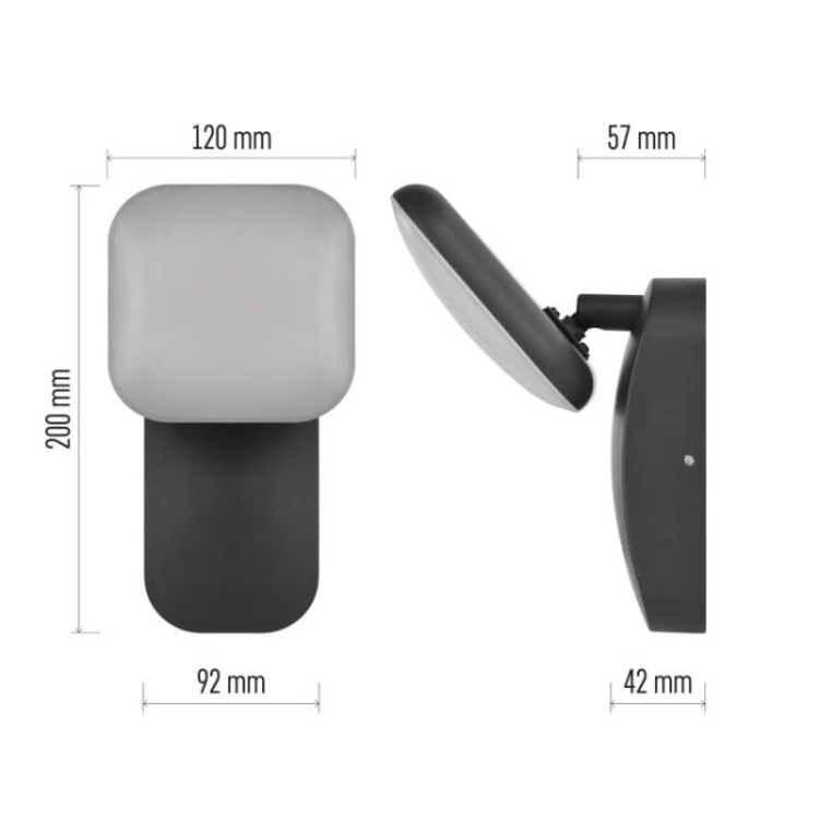 Oprawa elewacyjna LED NIKA 12.5W 3000K 900lm antracyt IP44 Emos wymiary
