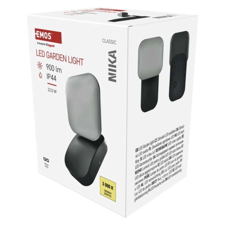 Oprawa elewacyjna LED NIKA 12.5W 3000K 900lm antracyt IP44 Emos opakowanie