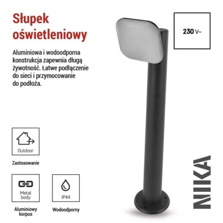 Słupek ogrodowy LED NIKA 50cm 12.5W 3000K 900lm antracyt IP44 Emos informacja