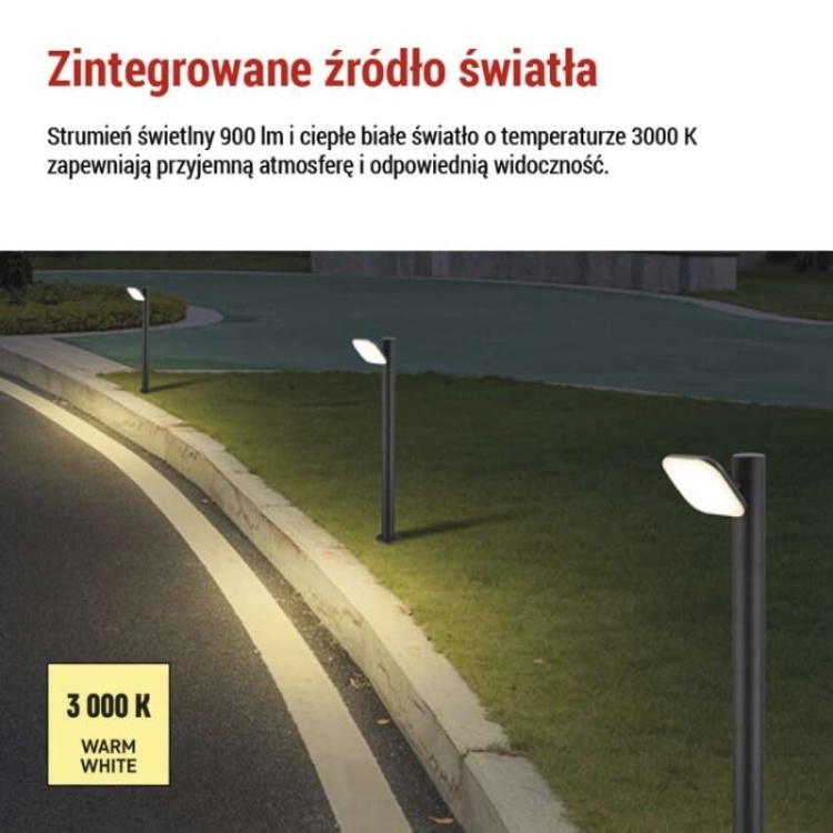 Słupek ogrodowy LED NIKA 50cm 12.5W 3000K 900lm antracyt IP44 Emos informacja