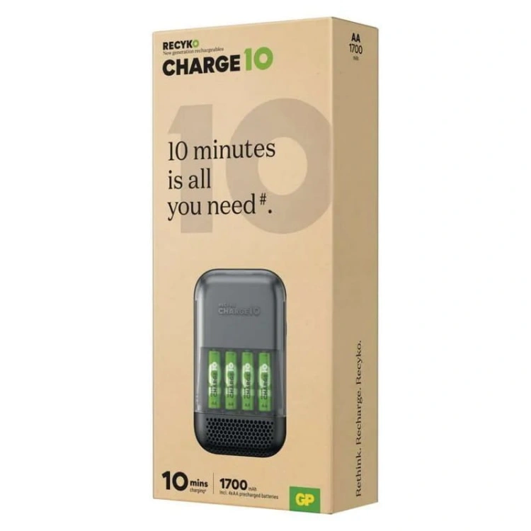 Ładowarka 10000mAh Charge 10 S491 + akumulatory ReCyko AA 4 szt. GP opakowanie