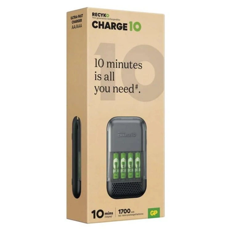 Ładowarka 10000mAh Charge 10 S491 + akumulatory ReCyko AA 4 szt. GP opakowanie