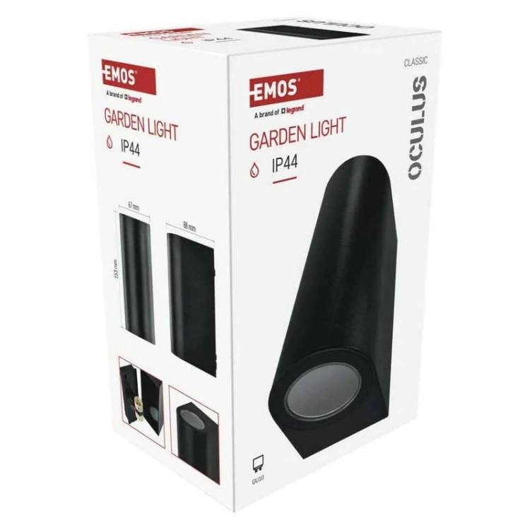 Oprawa naścienna dwukierunkowa OCULUS GU10 2x 35W IP44 czarna Emos opakowanie