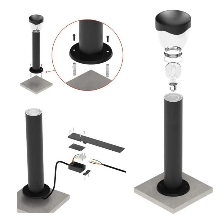 Słupek ogrodowy ARTEO 80cm E27 max. 15W antracyt IP44 Emos montowanie