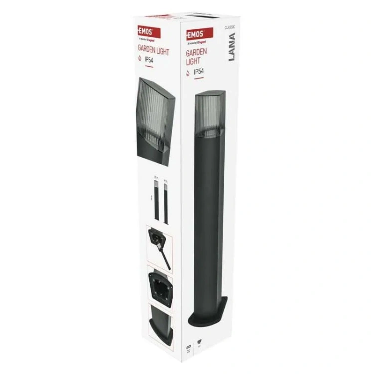 Słupek ogrodowy lana 75cm E27 max. 25W antracyt IP54 Emos opakowanie