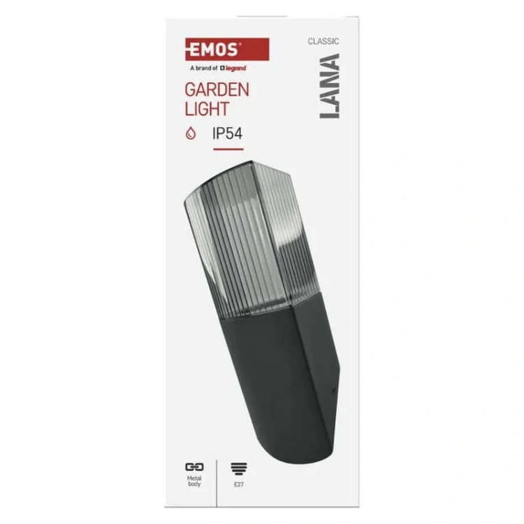 Oprawa elewacyjna ogrodowa LANA 28.5cm E27 max. 25W antracyt IP54 Emos opakowanie