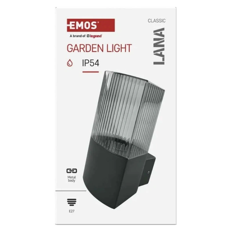 Oprawa elewacyjna ogrodowa LANA 22cm E27 max. 25W antracyt IP54 Emos opakowanie