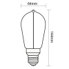 Żarówka LED ST64 E27 2W 100lm b.ciepła 1800K 320° filament GTV wymiary