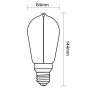 Żarówka LED ST64 E27 2W 100lm b.ciepła 1800K 320° filament GTV wymiary