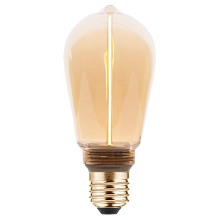 Żarówka LED ST64 E27 2W 100lm b.ciepła 1800K 320° filament GTV zaświecona