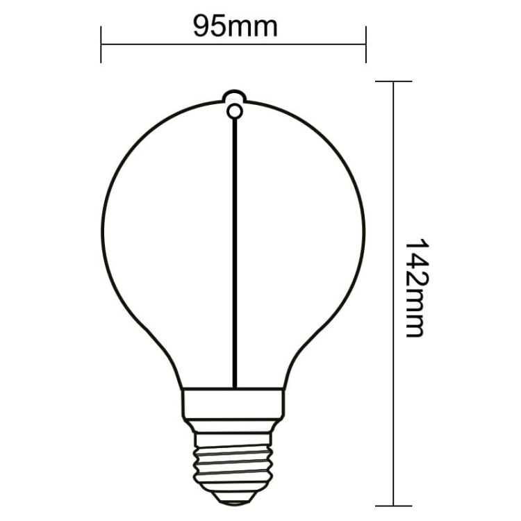 Żarówka LED G95 E27 2W 100lm b.ciepła 1800K 320° filament GTV wymiary