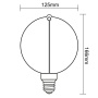 Żarówka LED G125 E27 2W 100lm b.ciepła 1800K 320° filament GTV wymiary