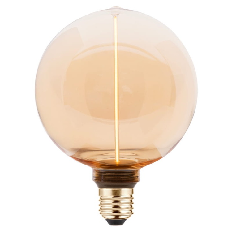 Żarówka LED G125 E27 2W 100lm b.ciepła 1800K 320° filament GTV zaświecona