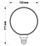 Żarówka LED G130 E27 4W 190lm b.ciepła 1800K 320° filament GTV wymiary
