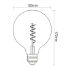 Żarówka LED G125 E27 4W 265lm b.ciepła 2200K 360° filament GTV wymiary