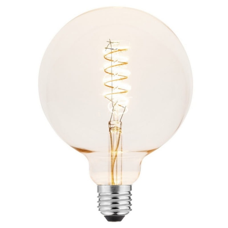 Żarówka LED G125 E27 4W 265lm b.ciepła 2200K 360° filament GTV zaświecona