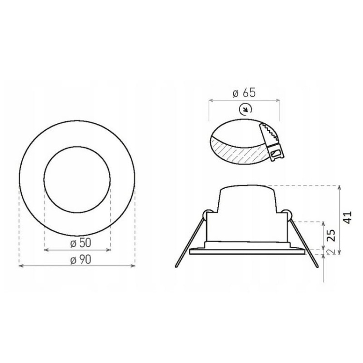 Oprawa oświetleniowa BONO ROUND 7W 4000K 960lm okrągła biała IP65 Greenlux wymiary