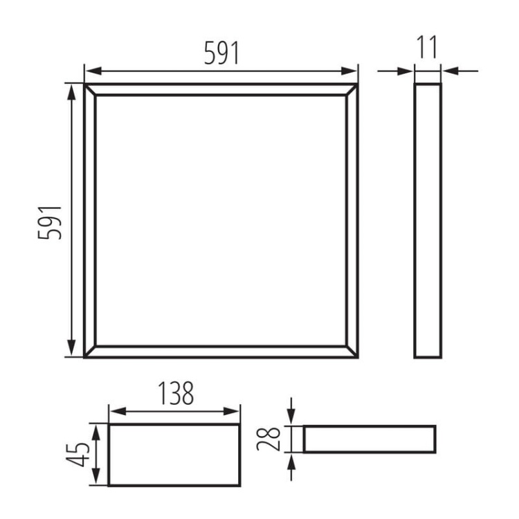 Oprawa oświetleniowa LED AVAR 32W CCT 3900lm 60x60 IP20 Kanlux 26779 wymiary