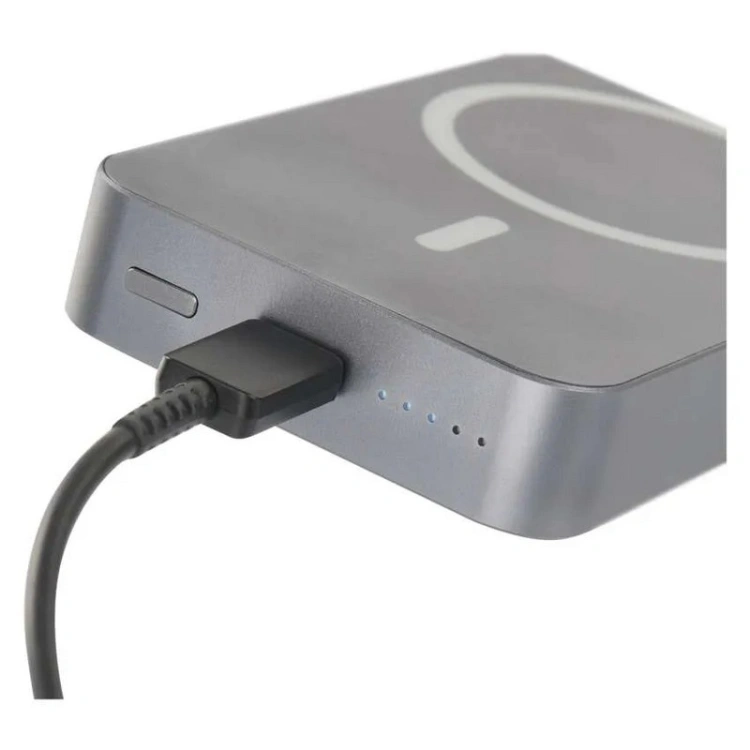 Powerbank EMOS WI 1046 10 000 mAh 20 W+Wireless szary podłączony