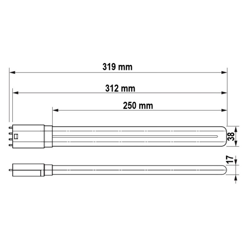 Świetlówka LED Philips PLL 4P CorePro 2G11 12W=24W 840 biała neutralna 1500lm EM/230V wymiary