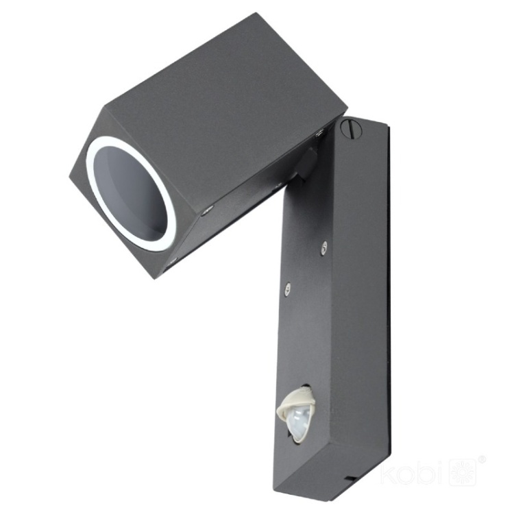 Kinkiet ogrodowy z czujnikiem ruchu QUAZAR 15 1xU10 LX IP44 szary Kobi czujnik