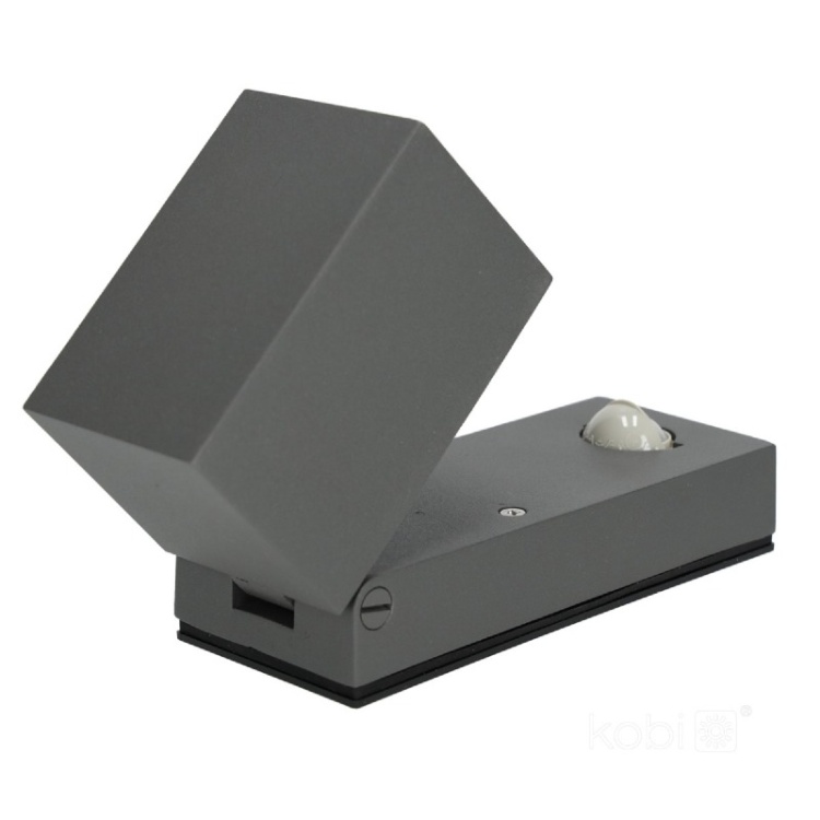 Kinkiet ogrodowy z czujnikiem ruchu QUAZAR 15 1xU10 LX IP44 szary Kobi regulacja