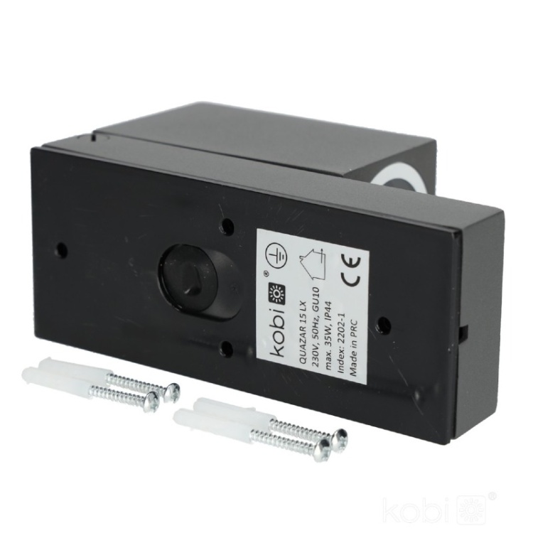 Kinkiet ogrodowy z czujnikiem ruchu QUAZAR 15 1xU10 LX IP44 szary Kobi tył